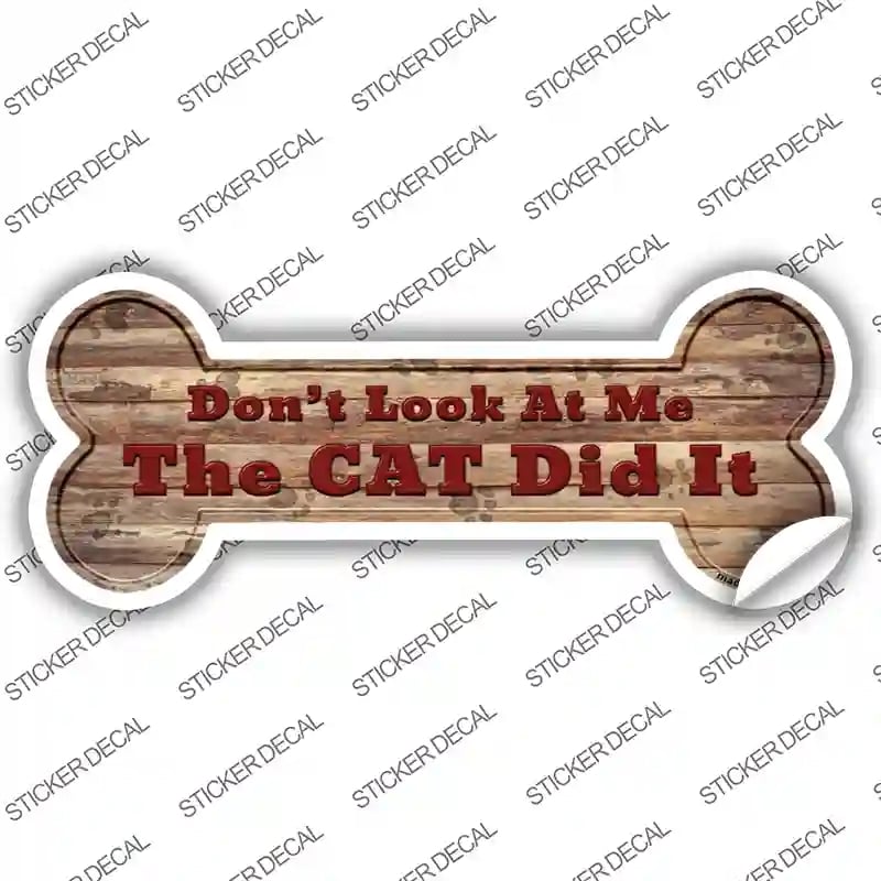 B-031s-L The Cat Did It Novelty Bone Sticker Decal - Large