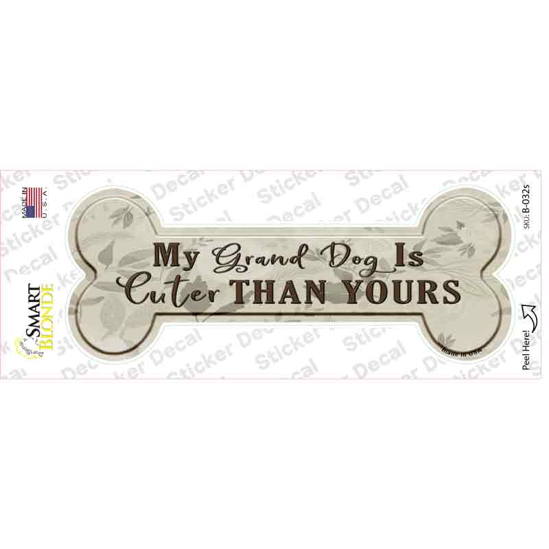 B-032s-M Dog is Cuter Than Yours Novelty Bone Sticker Decal - Medium