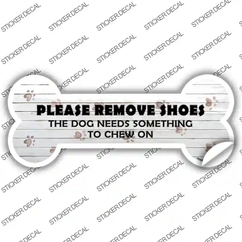 B-056s-L Please Remove Shoes Novelty Bone Sticker Decal - Large