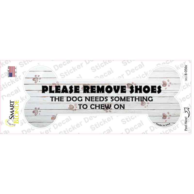 B-056s-M Please Remove Shoes Novelty Bone Sticker Decal - Medium