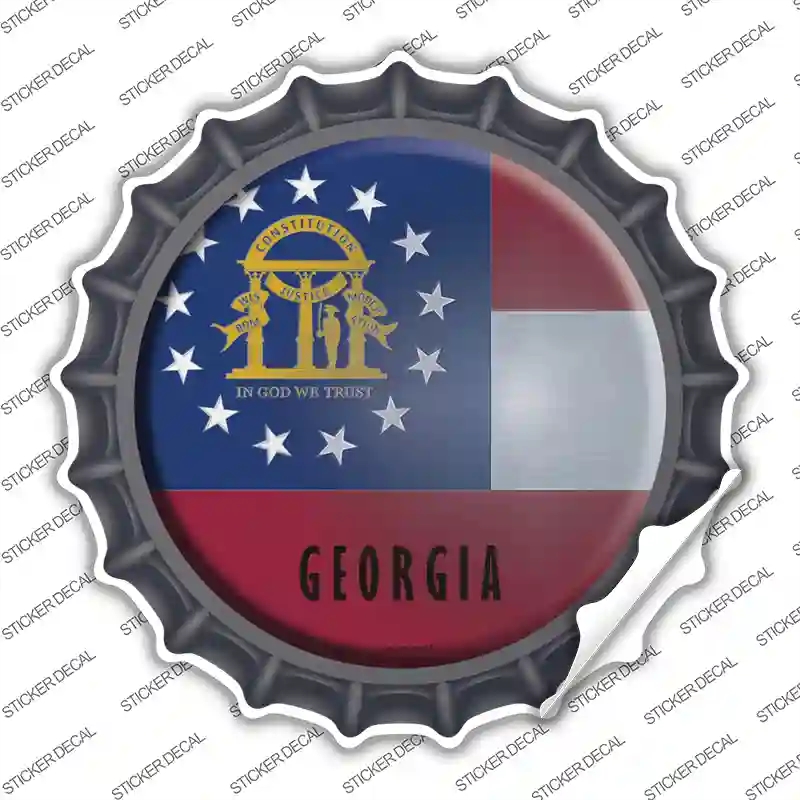 BC-109s-XL Georgia State Flag Novelty Bottle Cap Sticker Decal - Extra Large