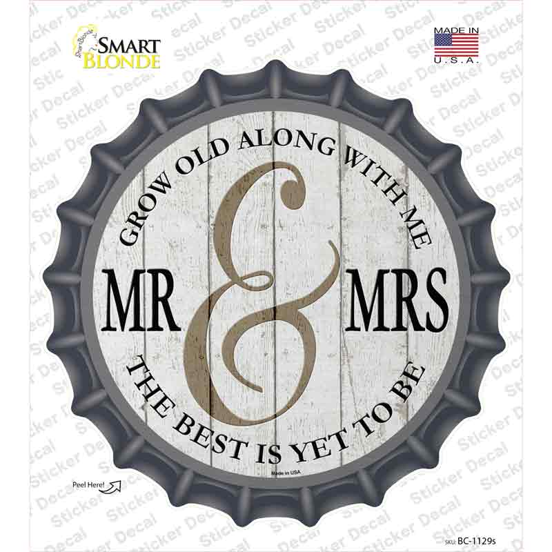 BC-1129s-M Mr & Mrs White Novelty Bottle Cap Sticker Decal - Medium