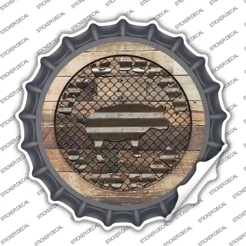 BC-1142s-S Better on the Farm Pig Novelty Bottle Cap Sticker Decal - Small