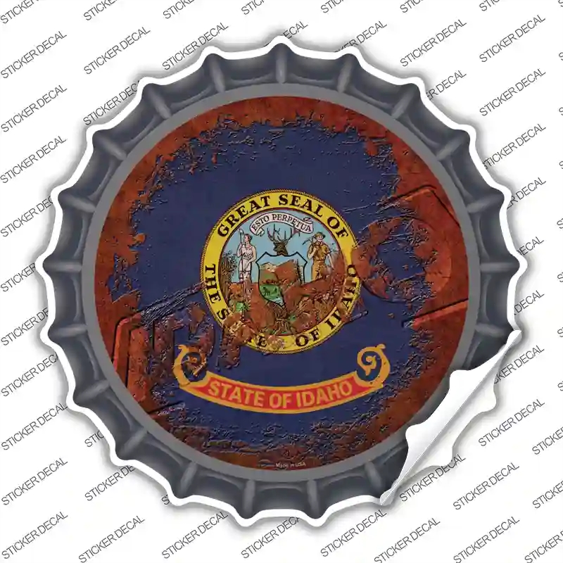 BC-1177s-XL Idaho Rusty Stamped Novelty Bottle Cap Sticker Decal - Extra Large
