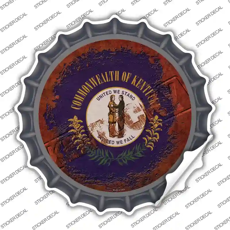 BC-1182s-S Kentucky Rusty Stamped Novelty Bottle Cap Sticker Decal - Small