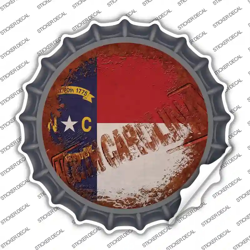 BC-1198s-S North Carolina Rusty Stamped Novelty Bottle Cap Sticker Decal - Small