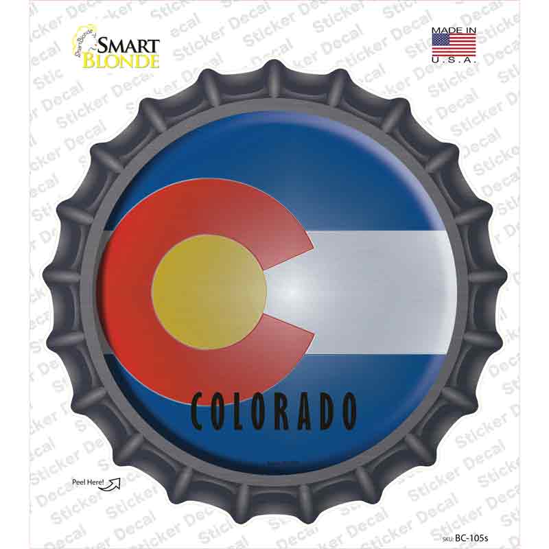 BC-105s-M Colorado State Flag Novelty Bottle Cap Sticker Decal - Medium