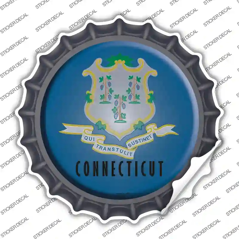 BC-106s-XL Connecticut State Flag Novelty Bottle Cap Sticker Decal - Extra Large