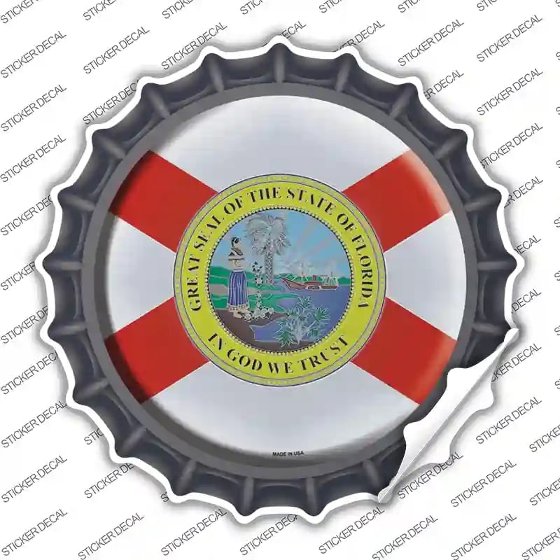 BC-108s-L Florida State Flag Novelty Bottle Cap Sticker Decal - Large