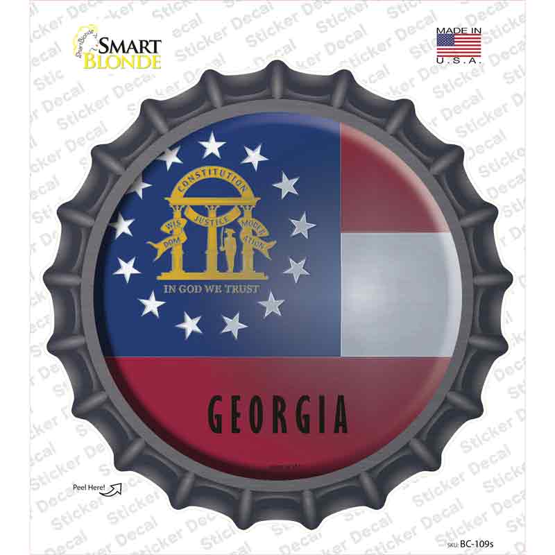 BC-109s-M Georgia State Flag Novelty Bottle Cap Sticker Decal - Medium