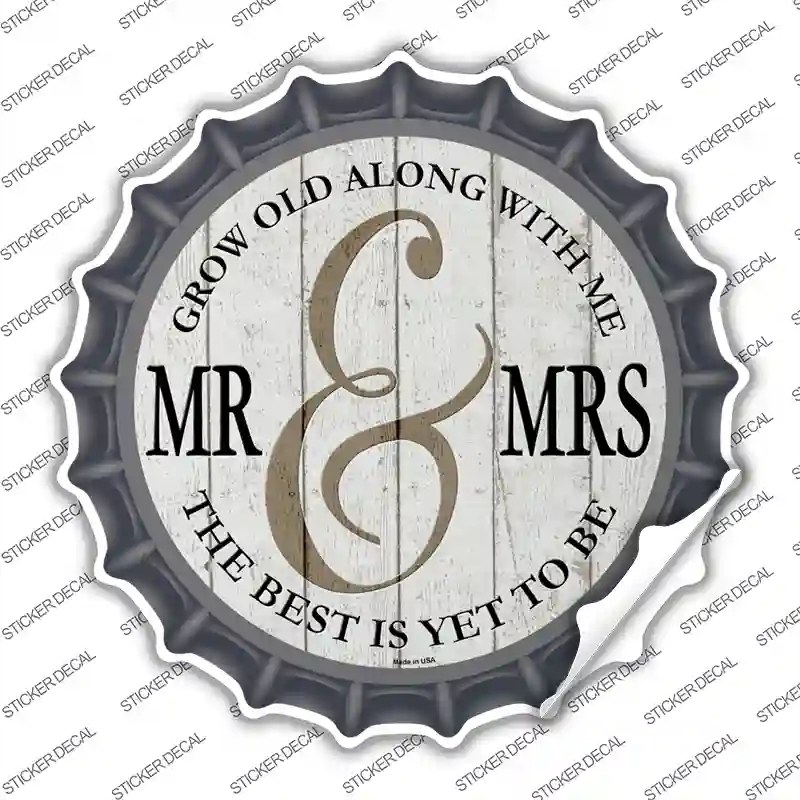 BC-1129s-XL Mr & Mrs White Novelty Bottle Cap Sticker Decal - Extra Large