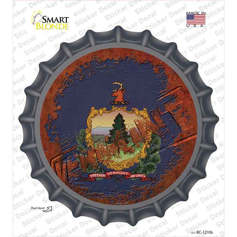 BC-1210s-M Vermont Rusty Stamped Novelty Bottle Cap Sticker Decal - Medium