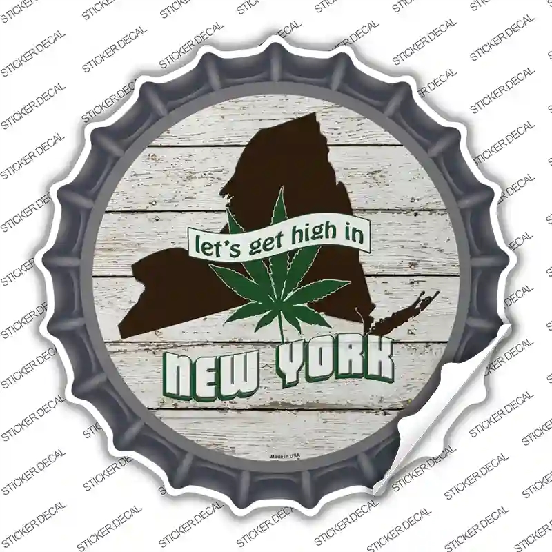 BC-1321s-S Lets Get High in   York Novelty Bottle Cap Sticker Decal - Small