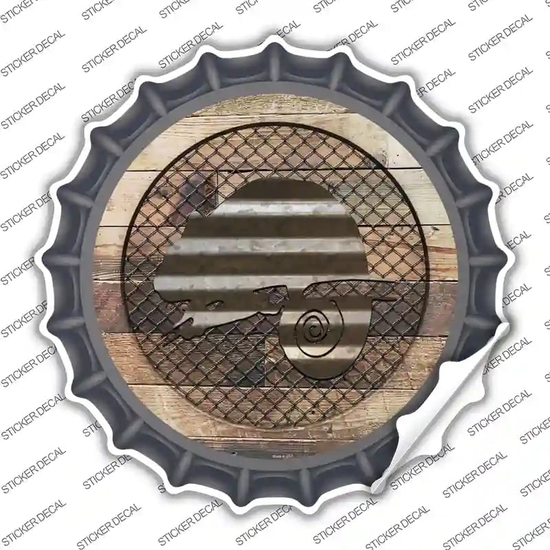 BC-1043s-L Chameleon on Wood Novelty Bottle Cap Sticker Decal - Large