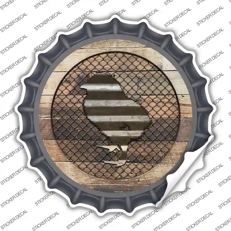 BC-1048s-L Chick on Wood Novelty Bottle Cap Sticker Decal - Large