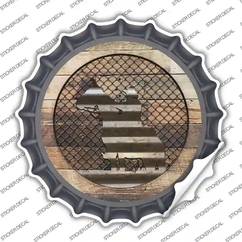 BC-1055s-S Cowboy on Wood Novelty Bottle Cap Sticker Decal - Small