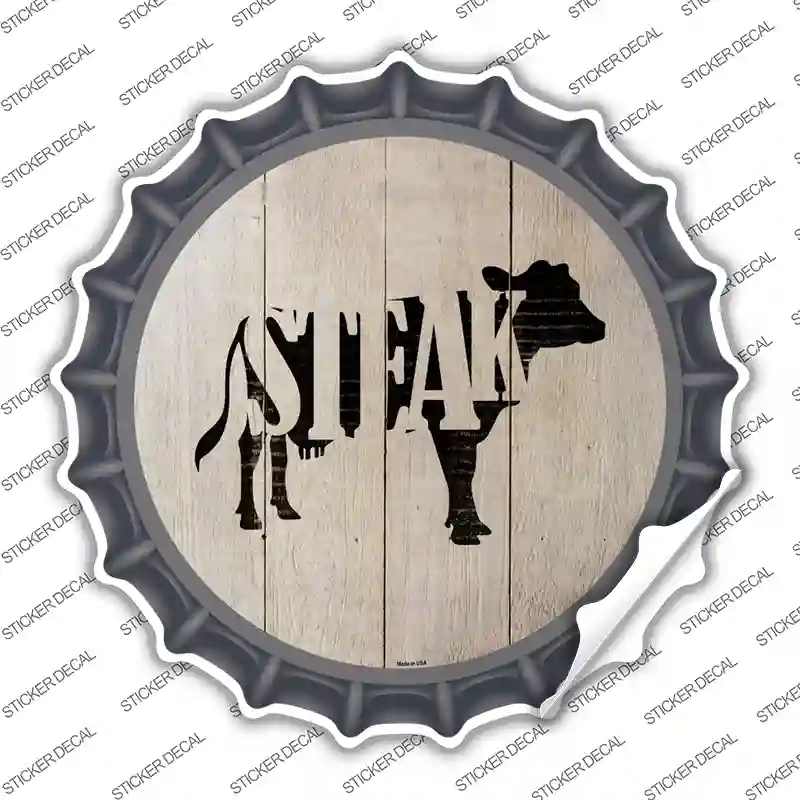 BC-1066s-S Cows Make Steak Novelty Bottle Cap Sticker Decal - Small