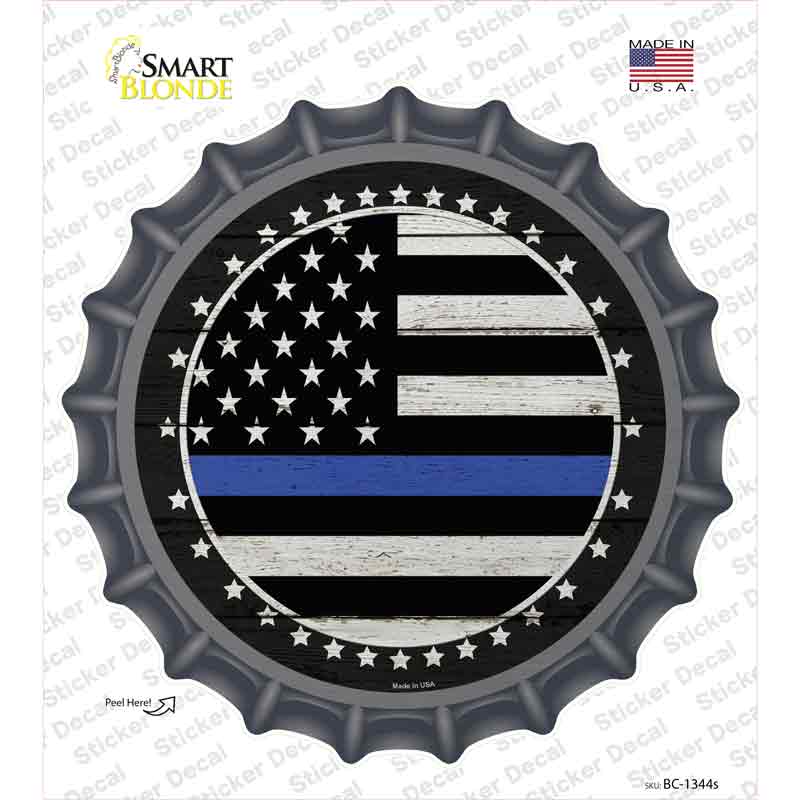 BC-1344s-M Blue Line Novelty Bottle Cap Sticker Decal - Medium
