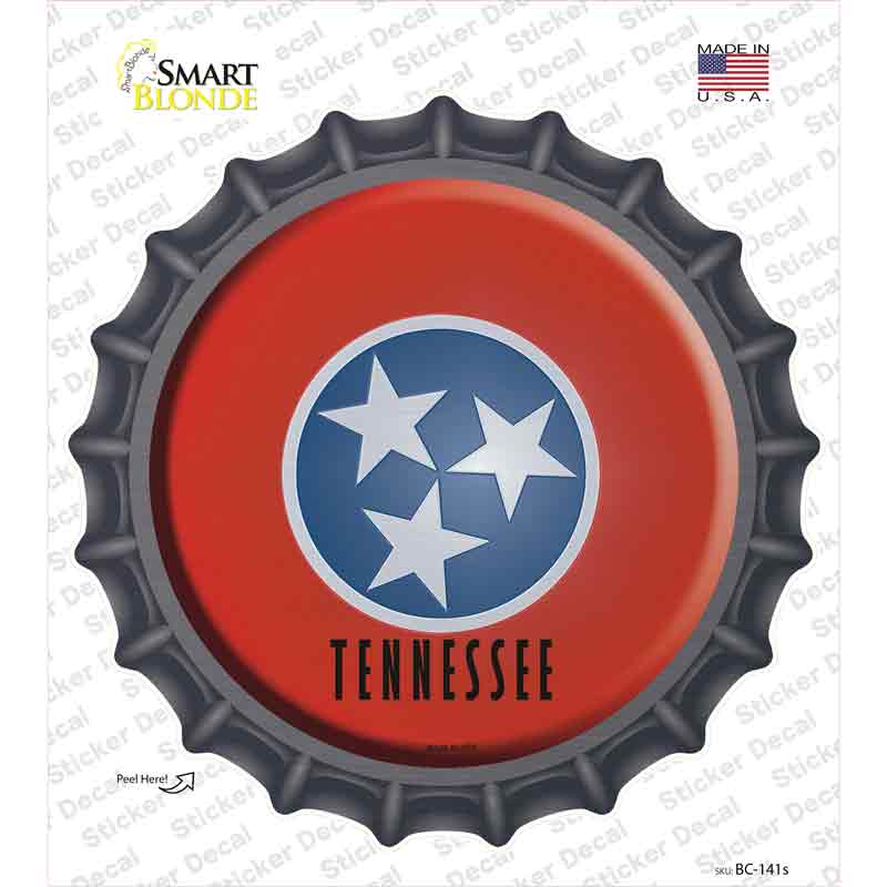 BC-141s-M Tennessee State Flag Novelty Bottle Cap Sticker Decal - Medium