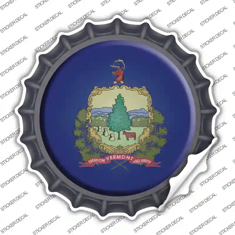 BC-144s-S Vermont State Flag Novelty Bottle Cap Sticker Decal - Small