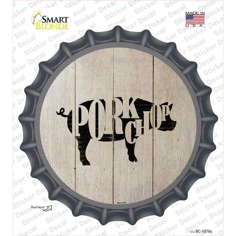 BC-1076s-M Pigs Make Pork Chops Novelty Bottle Cap Sticker Decal - Medium