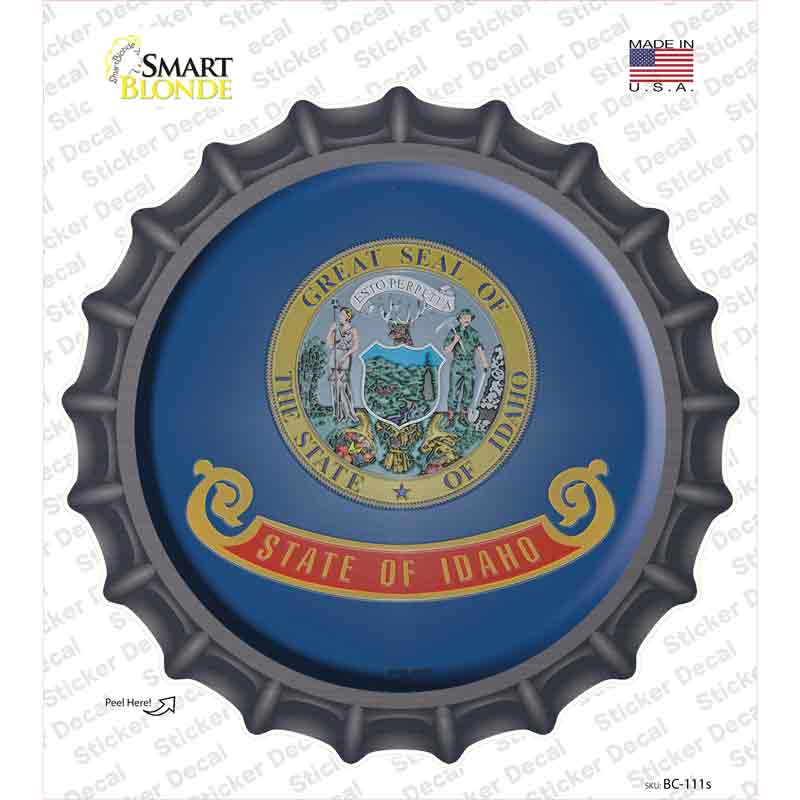BC-111s-M Idaho State Flag Novelty Bottle Cap Sticker Decal - Medium