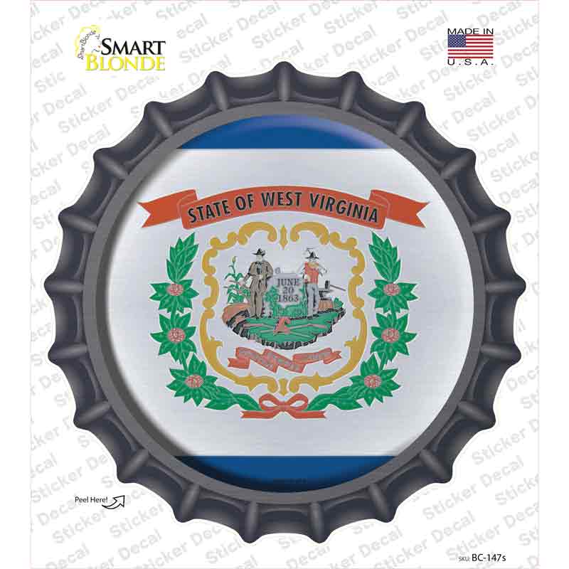 BC-147s-M West Virginia State Flag Novelty Bottle Cap Sticker Decal - Medium