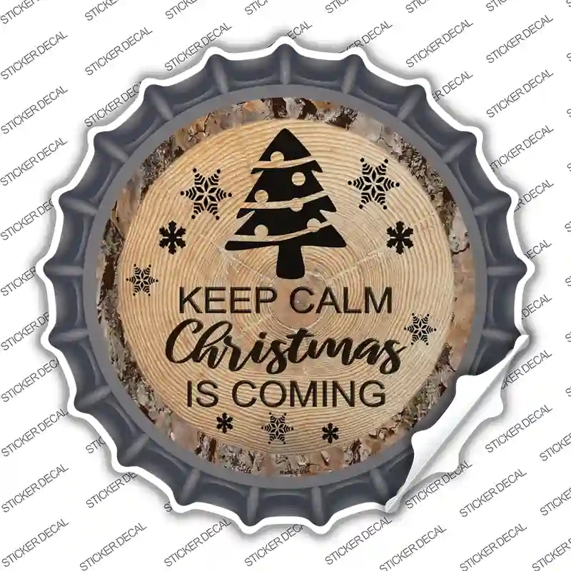 BC-1376s-L Christmas is Coming Novelty Bottle Cap Sticker Decal - Large