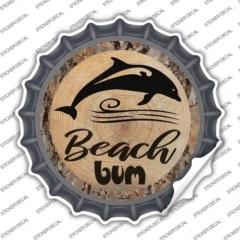 BC-1386s-XL Beach Bum Dolphin Novelty Bottle Cap Sticker Decal - Extra Large