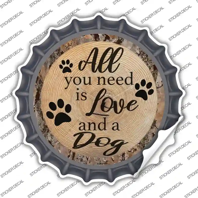 BC-1392s-L Love & A Dog Novelty Bottle Cap Sticker Decal - Large