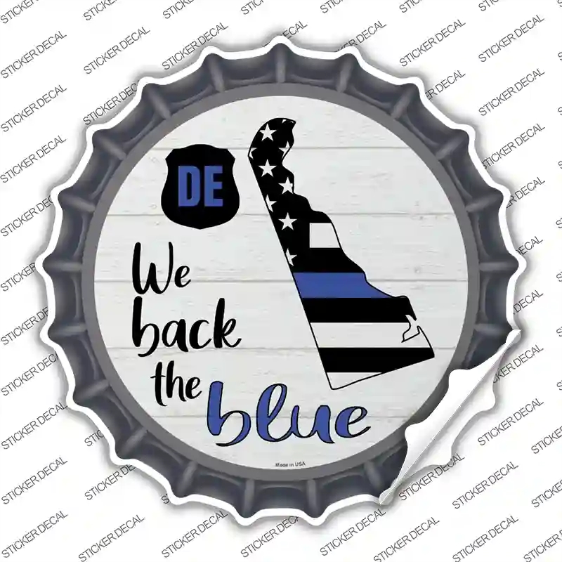 BC-1237s-S Delaware Back the Blue Novelty Bottle Cap Sticker Decal - Small