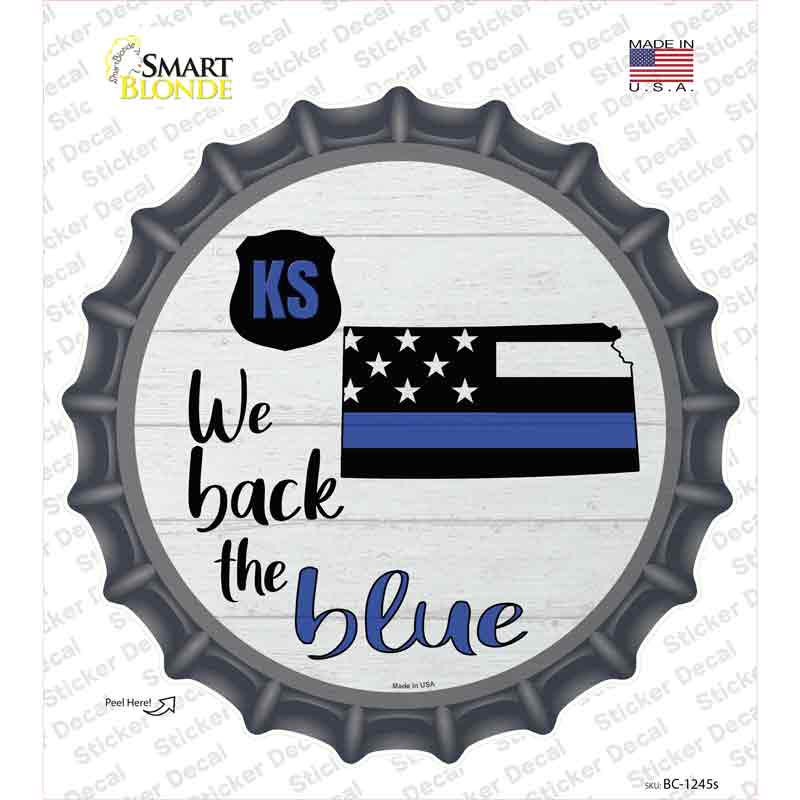 BC-1245s-M Kansas Back the Blue Novelty Bottle Cap Sticker Decal - Medium