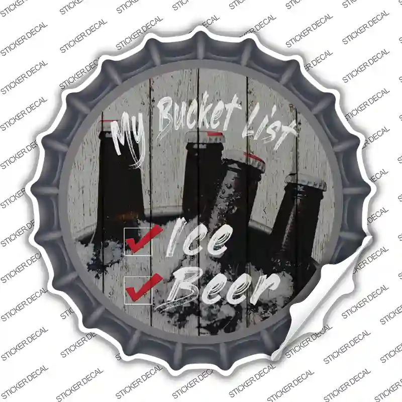 BC-1159s-S Bucket List Beer Novelty Bottle Cap Sticker Decal - Small