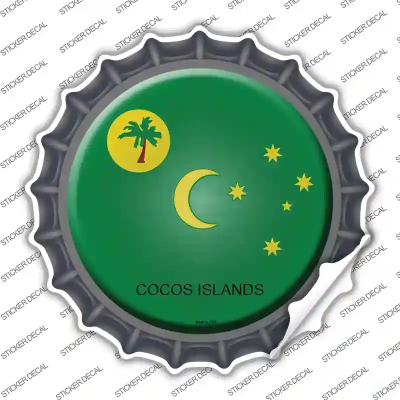 BC-236s-S Cocos Islands Country Novelty Bottle Cap Sticker Decal - Small