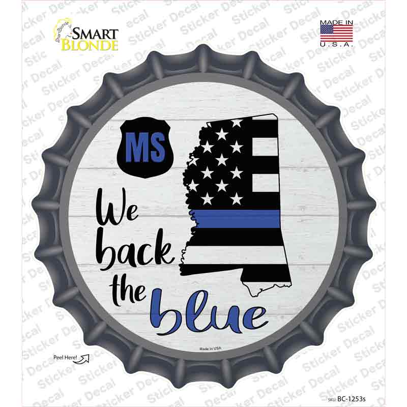 BC-1253s-M Mississippi Back the Blue Novelty Bottle Cap Sticker Decal - Medium