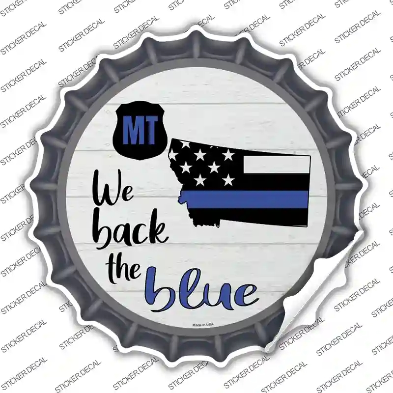 BC-1255s-S Montana Back the Blue Novelty Bottle Cap Sticker Decal - Small