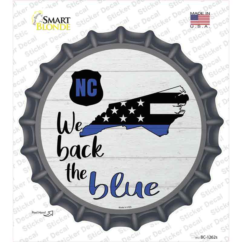 BC-1262s-M North Carolina Back the Blue Novelty Bottle Cap Sticker Decal - Medium