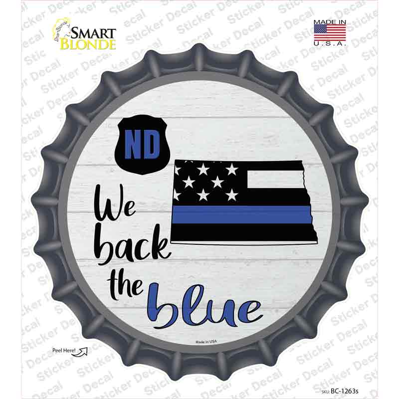 BC-1263s-M North Dakota Back the Blue Novelty Bottle Cap Sticker Decal - Medium