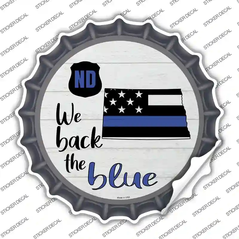 BC-1263s-S North Dakota Back the Blue Novelty Bottle Cap Sticker Decal - Small