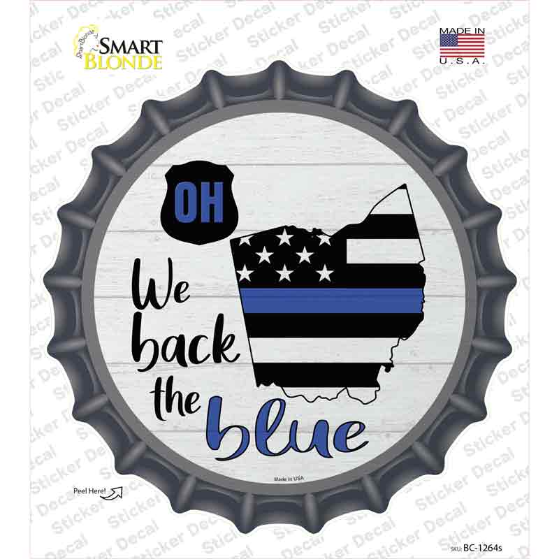 BC-1264s-M Ohio Back the Blue Novelty Bottle Cap Sticker Decal - Medium