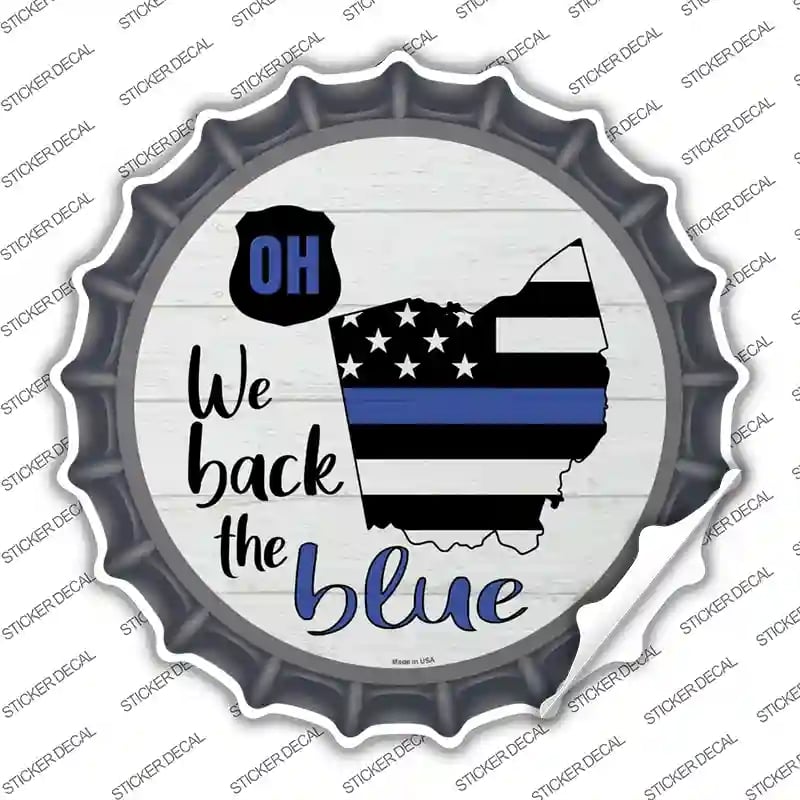 BC-1264s-S Ohio Back the Blue Novelty Bottle Cap Sticker Decal - Small