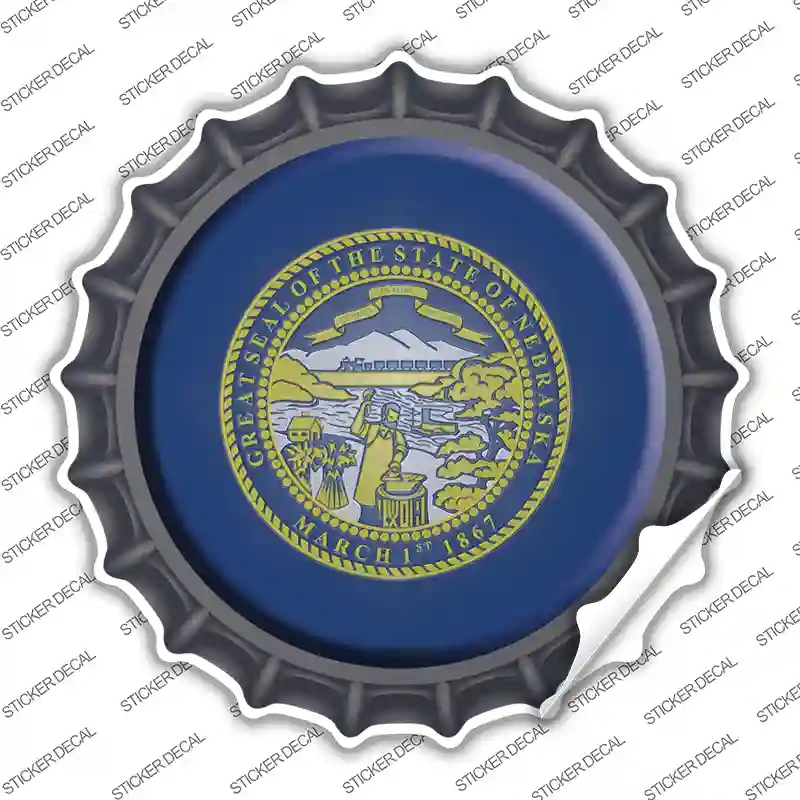 BC-126s-S Nebraska State Flag Novelty Bottle Cap Sticker Decal - Small