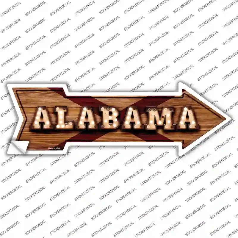 A-581s-S Alabama Bulb Lettering Novelty Arrow Sticker Decal - Small