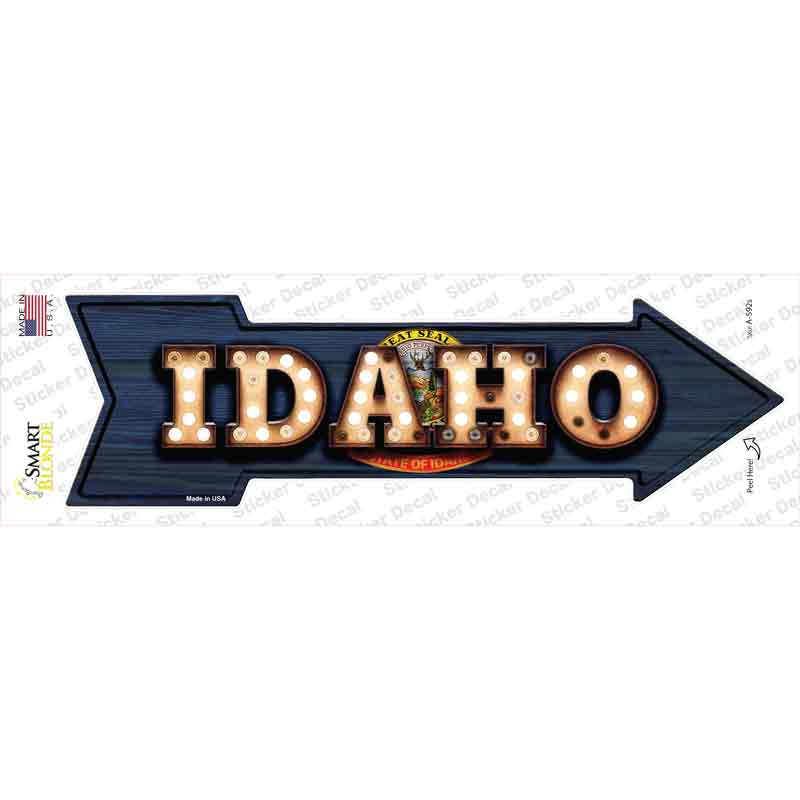 A-592s-M Idaho Bulb Lettering Novelty Arrow Sticker Decal - Medium