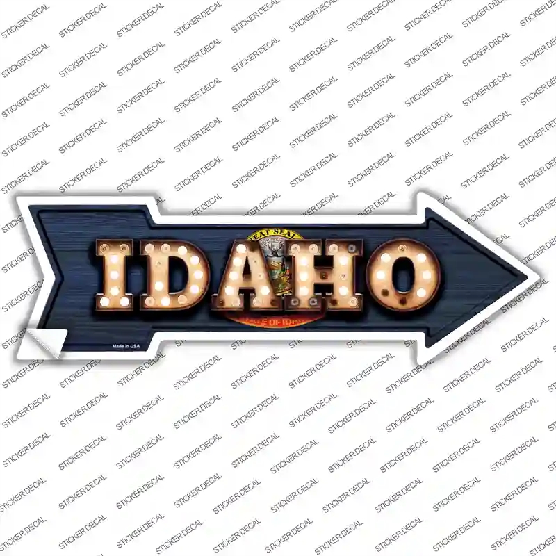 A-592s-XL Idaho Bulb Lettering Novelty Arrow Sticker Decal - Extra Large