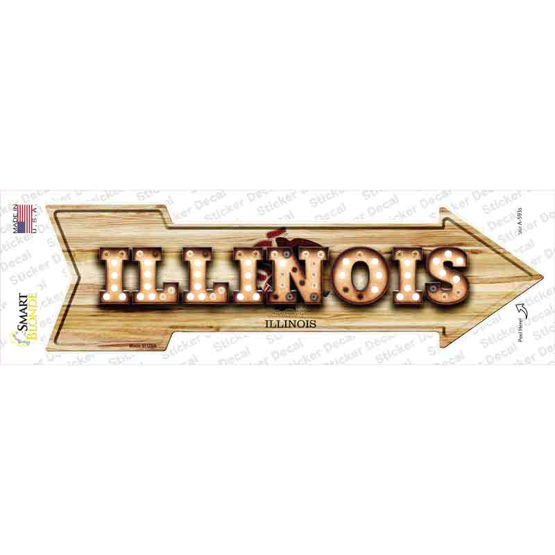 A-593s-M Illinois Bulb Lettering Novelty Arrow Sticker Decal - Medium