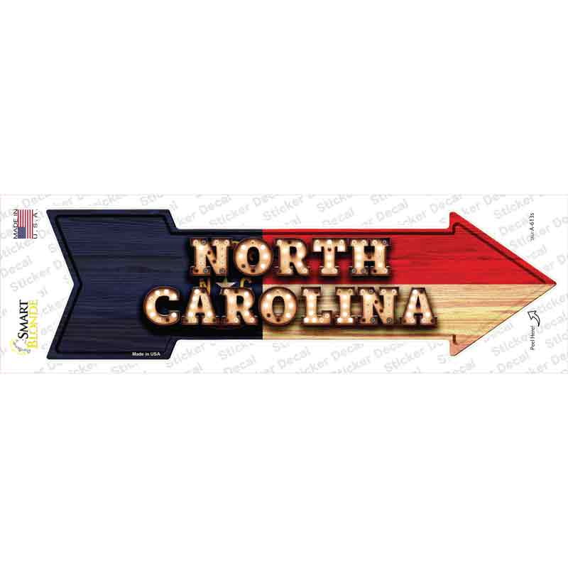 A-613s-M North Carolina Bulb Lettering Novelty Arrow Sticker Decal - Medium