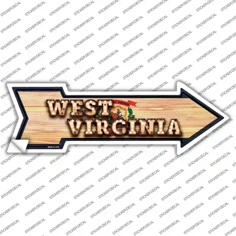 A-628s-L West Virginia Bulb Lettering Novelty Arrow Sticker Decal - Large