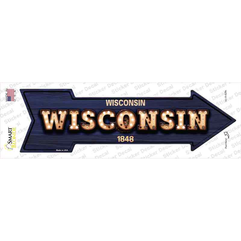 A-629s-M Wisconsin Bulb Lettering Novelty Arrow Sticker Decal - Medium