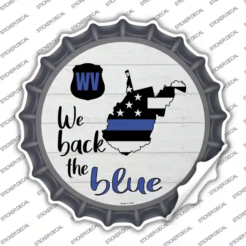 BC-1277s-S West Virginia Back the Blue Novelty Bottle Cap Sticker Decal - Small